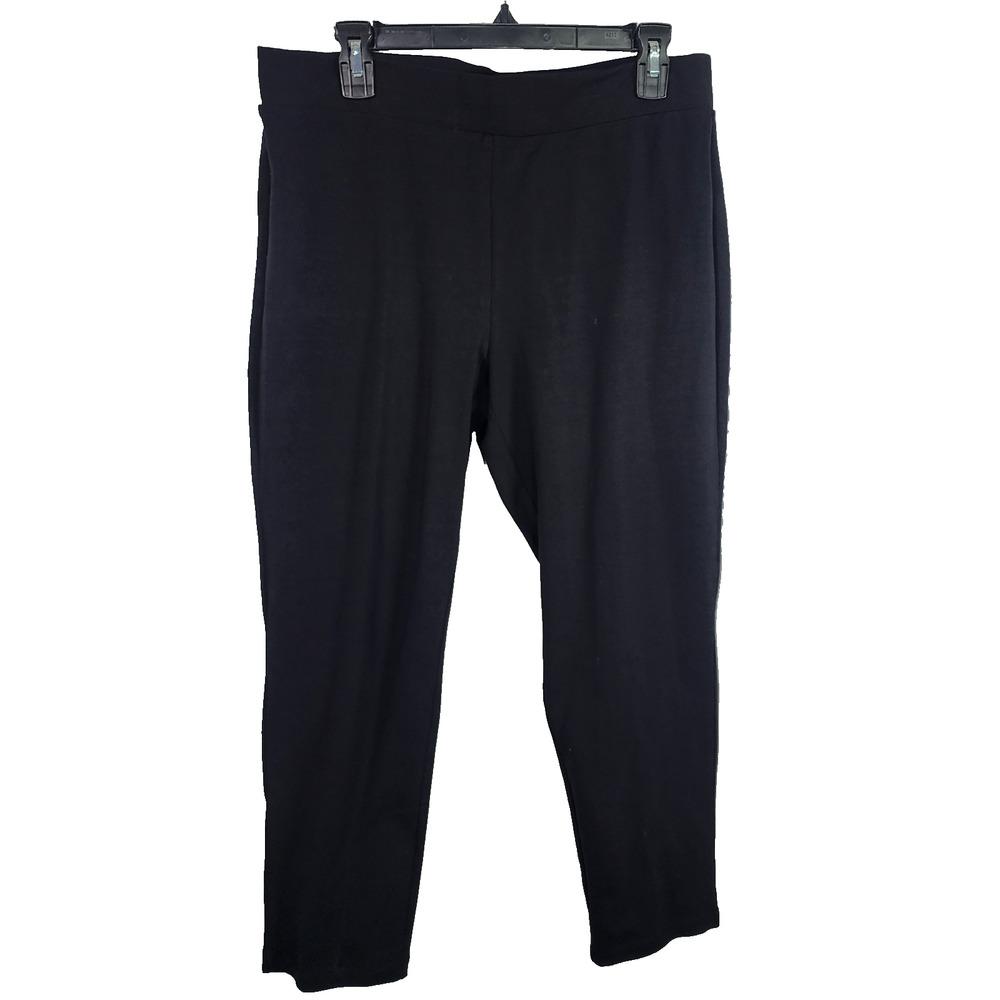 Susan Graver Petite Weekend Women Pant MP Premium Stretch Slim Leg Black A350176